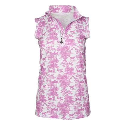 Dapplebay Ladies Equestrian Toile 1/4 Zip Sleeveless Light Riding Top