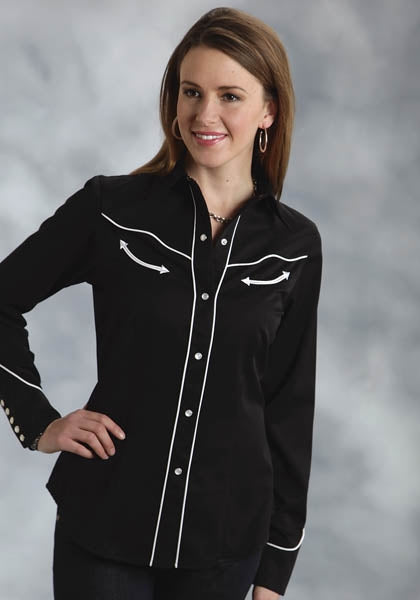 Roper Ladies Americana Flag Skull Long Sleeve Snap Shirt