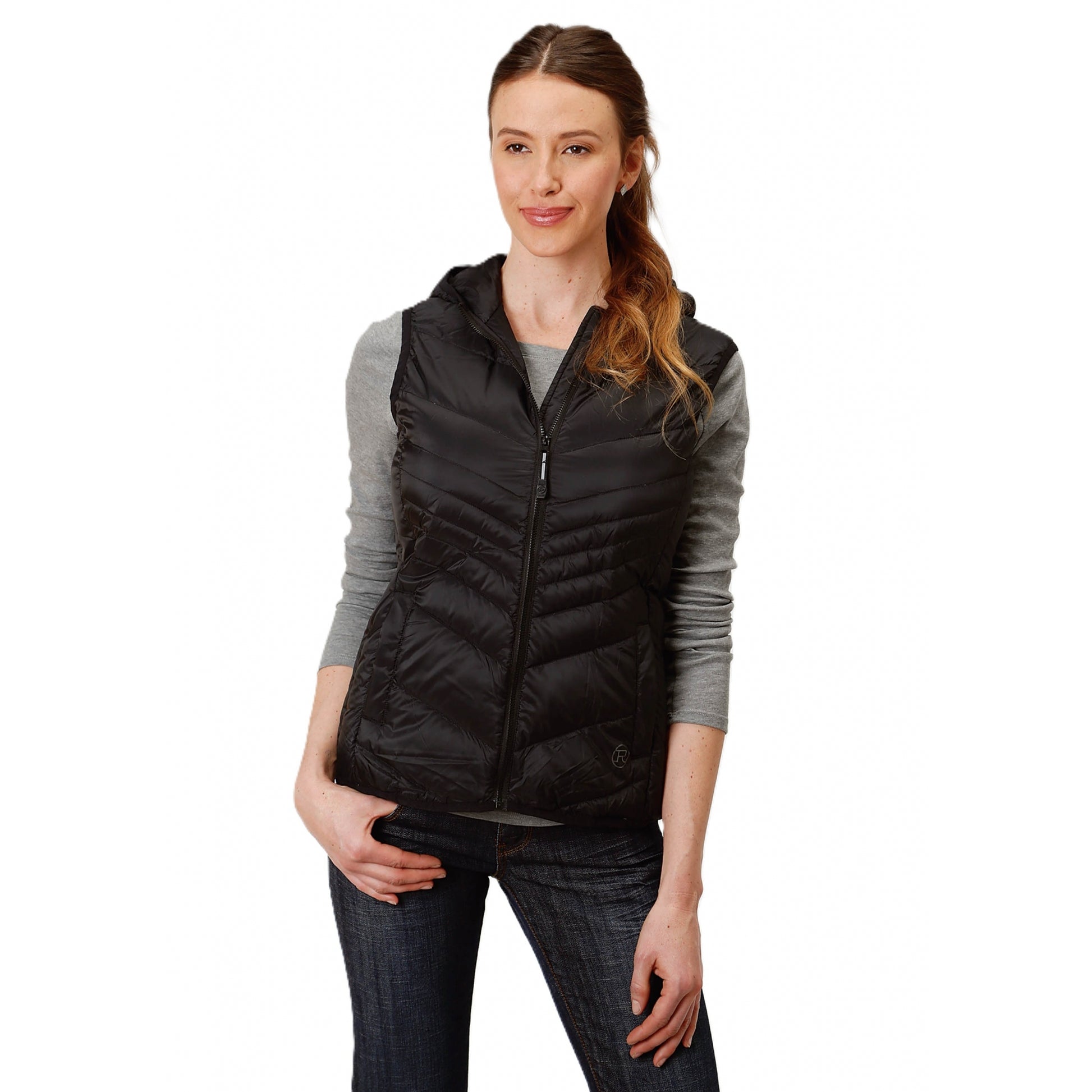 Roper Ladies Down Proof Coated Vest with Hood