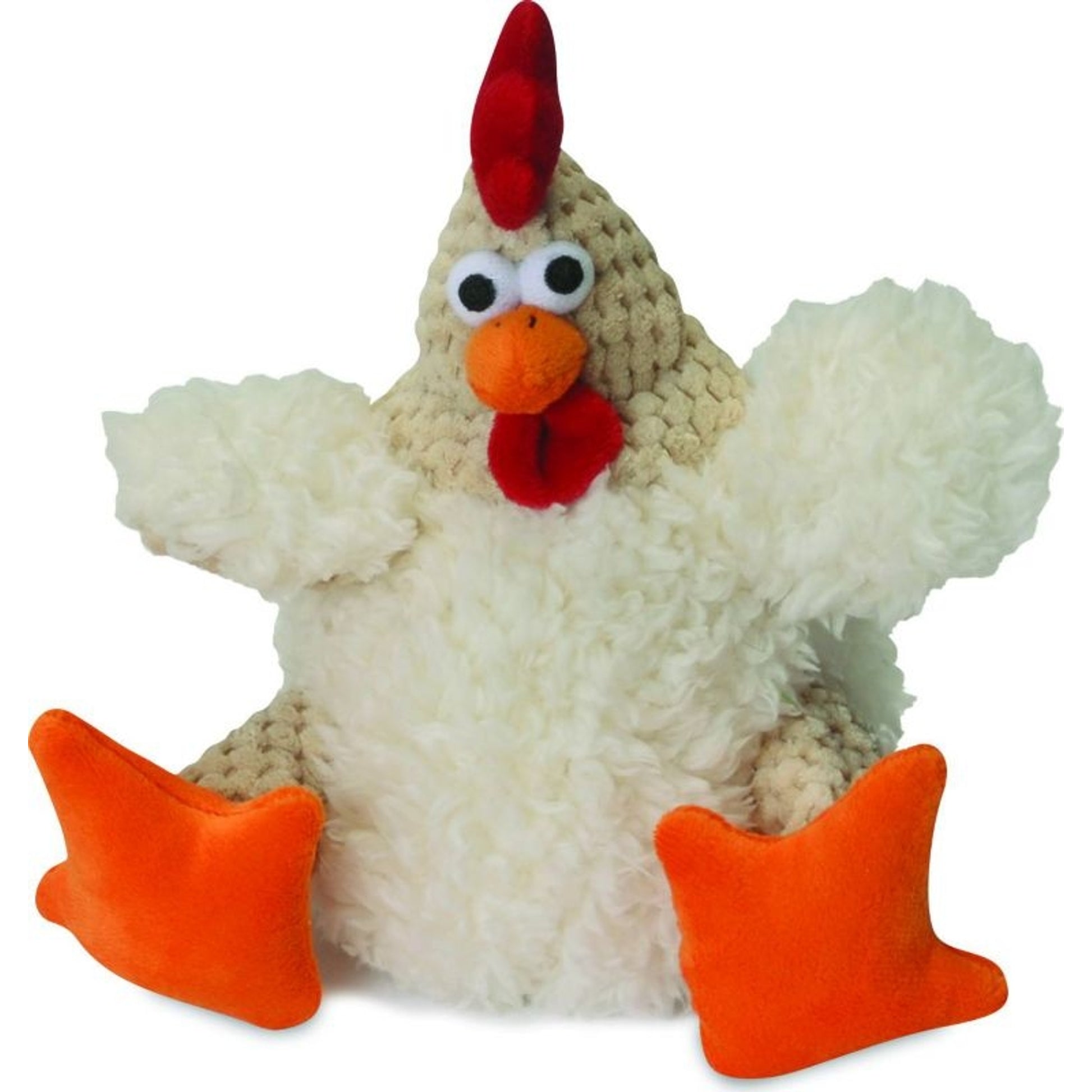 goDog Fat White Rooster Dog Toy