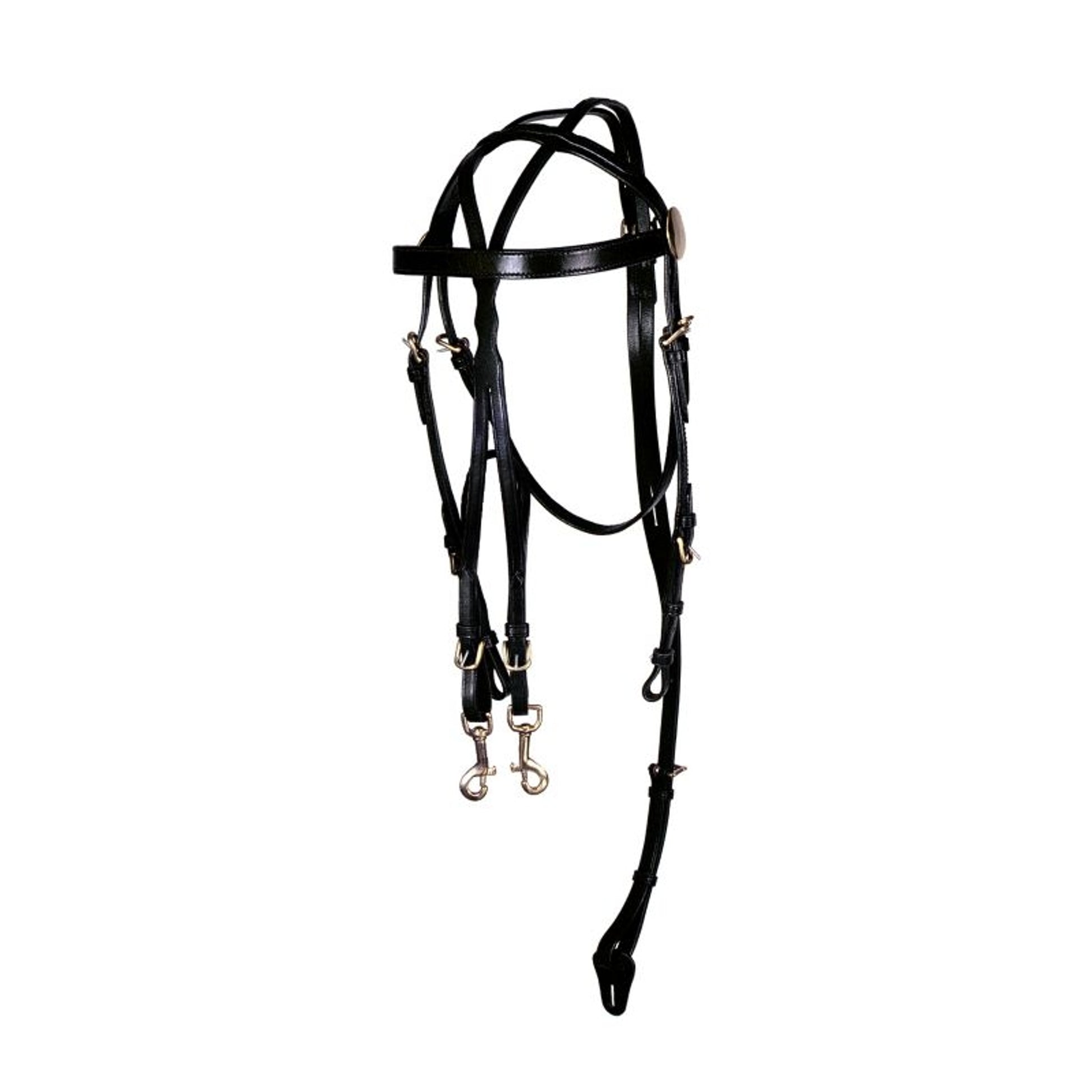 Tough1 Leather Driving Harness Training Bridle