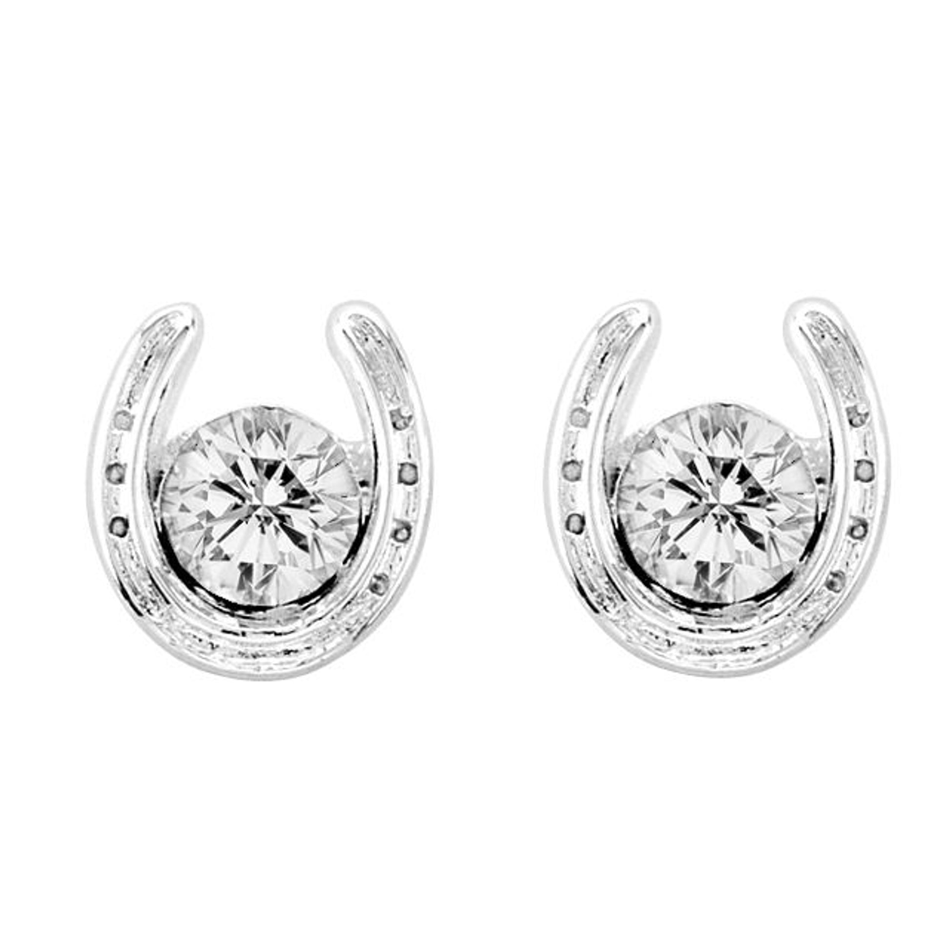 Kelly Herd Round Stone Horseshoe Earrings