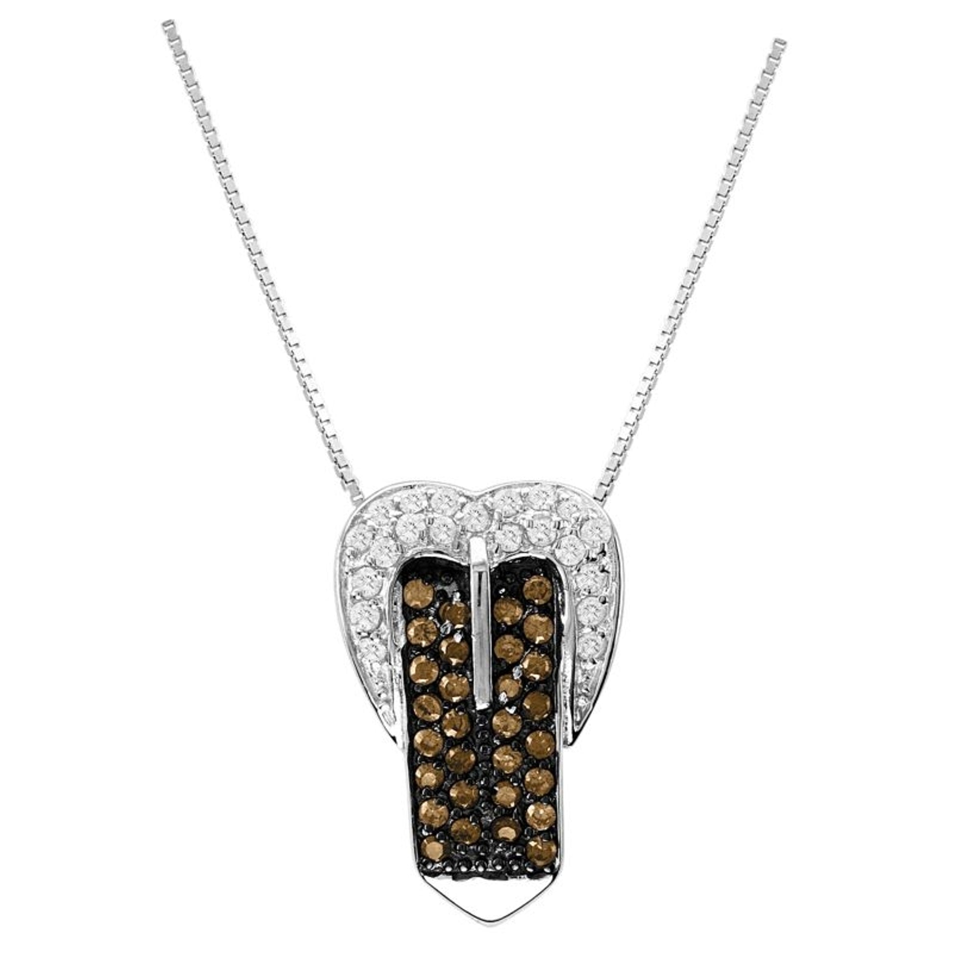 Kelly Herd Pave Buckle Necklace Chocolate
