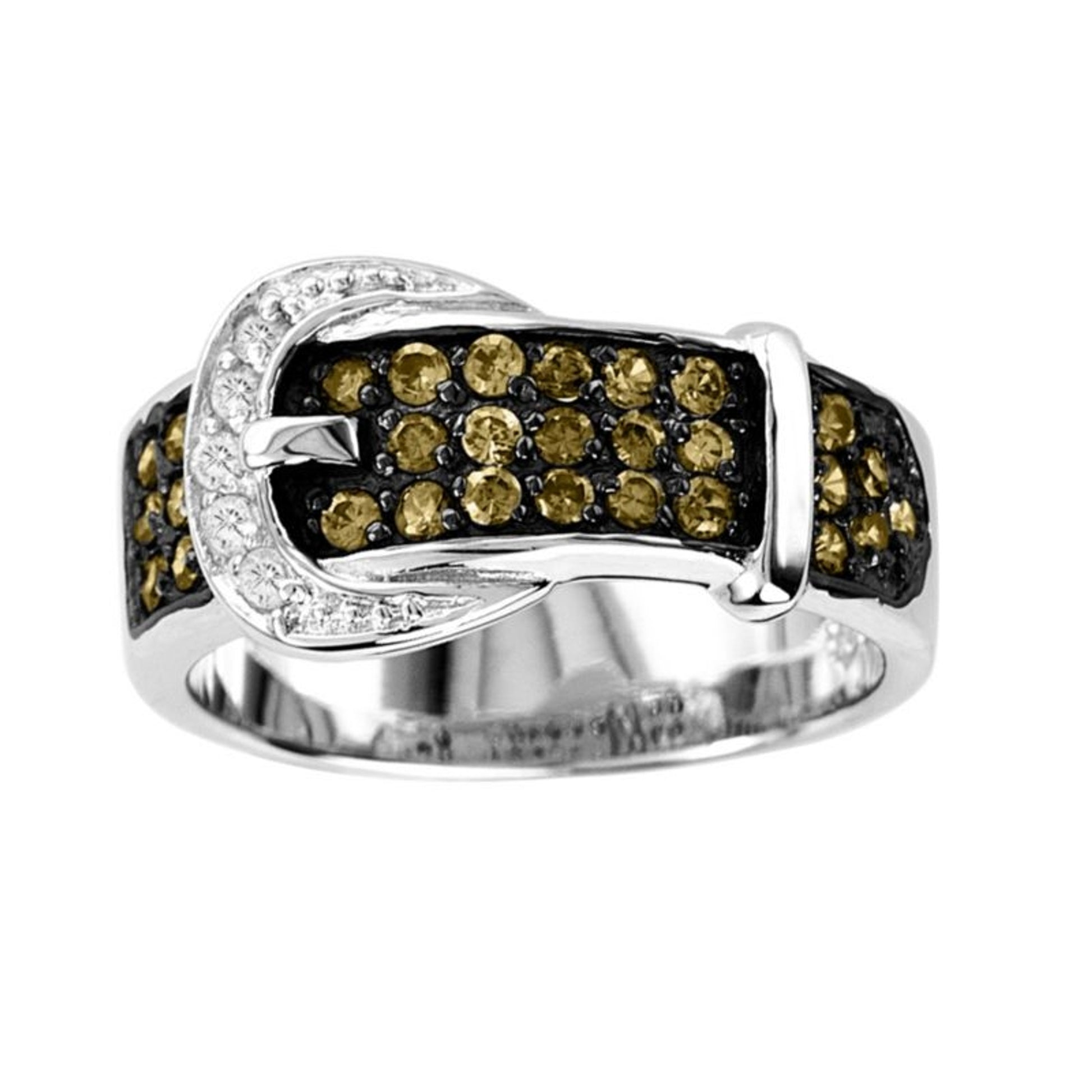Kelly Herd Ladies Chocolate CZ Buckle Ring