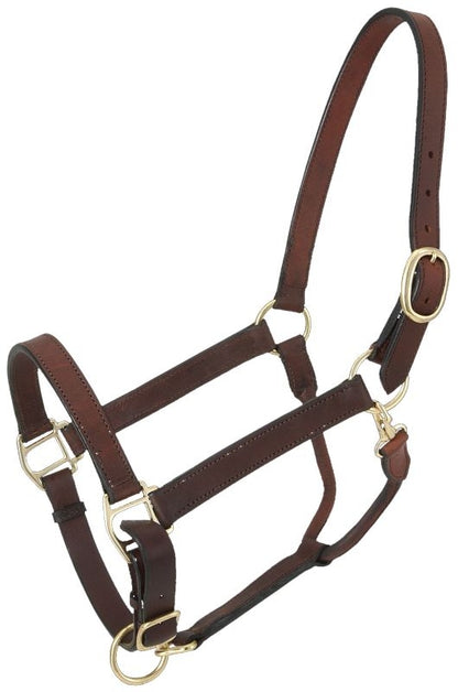 Tough1 Leather Adj Stable Halter with Snap