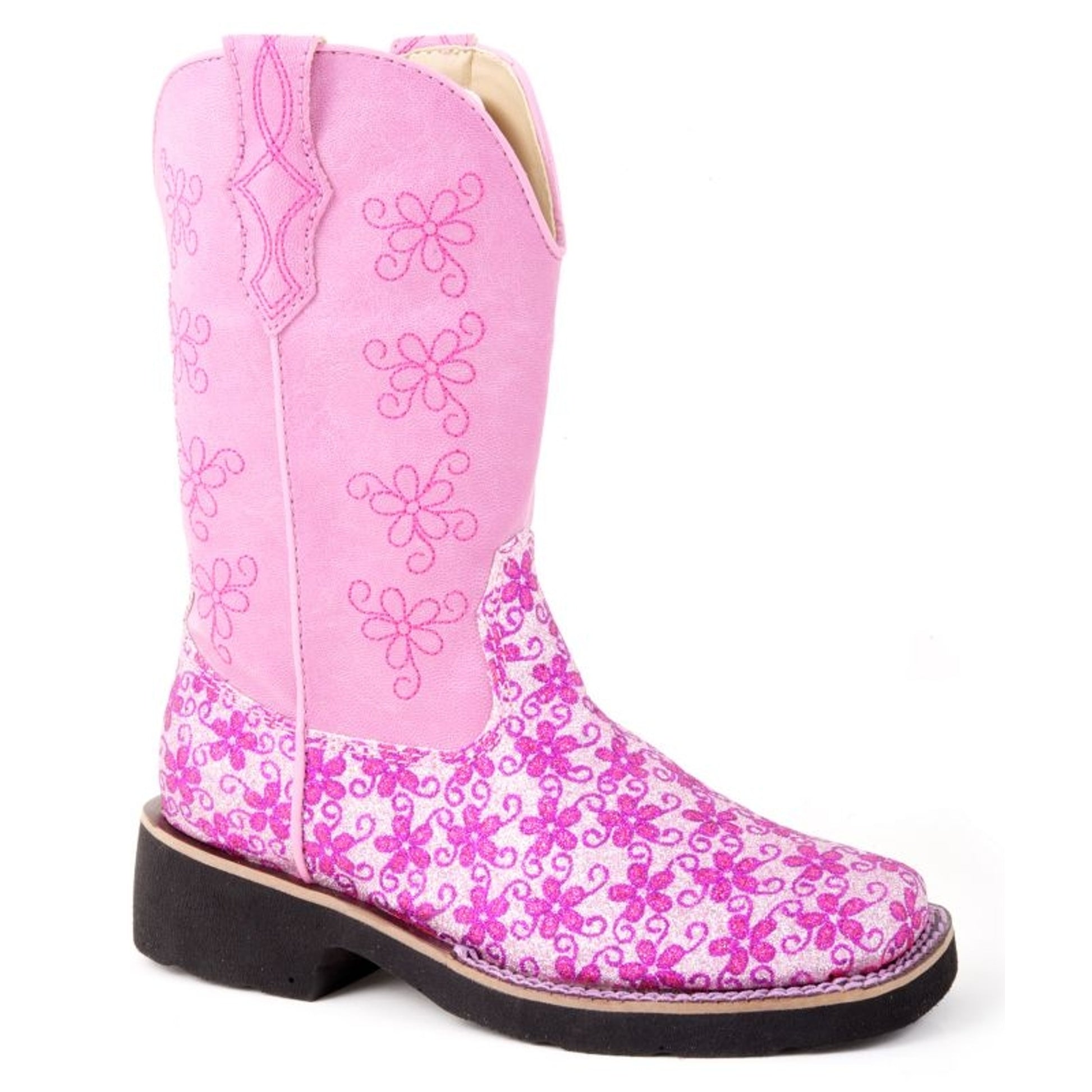 Roper Kids Floral Glitter Boots