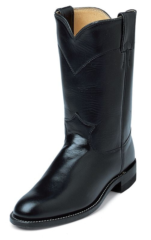 Justin Ladies Roper 10in Black Kipskin Boots