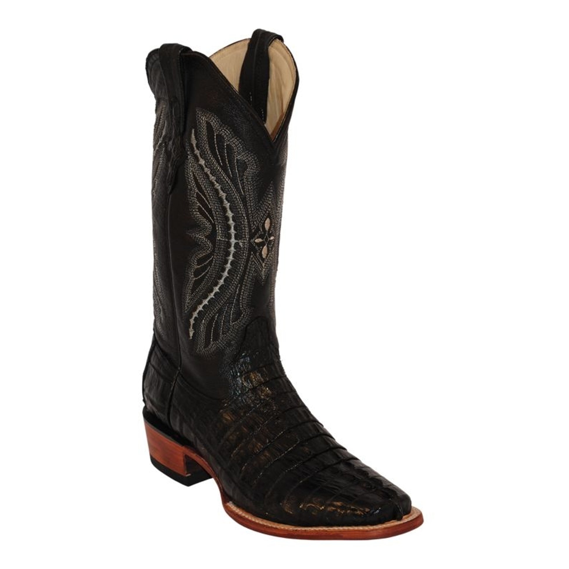 Ferrini Kids Print Crocodile Sq Toe Black Boots