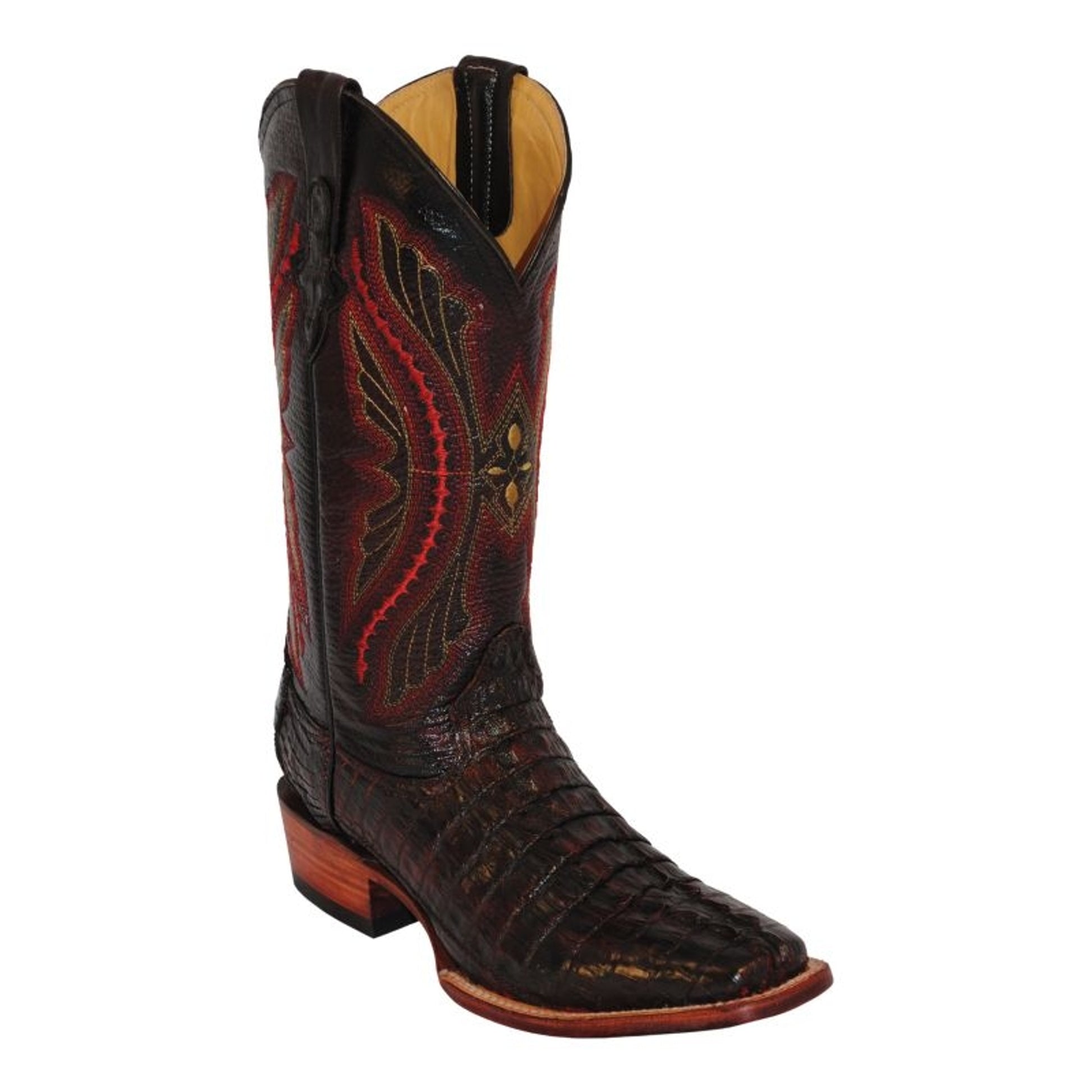 Ferrini Kids Print Crocodile Sq Toe Black Boots