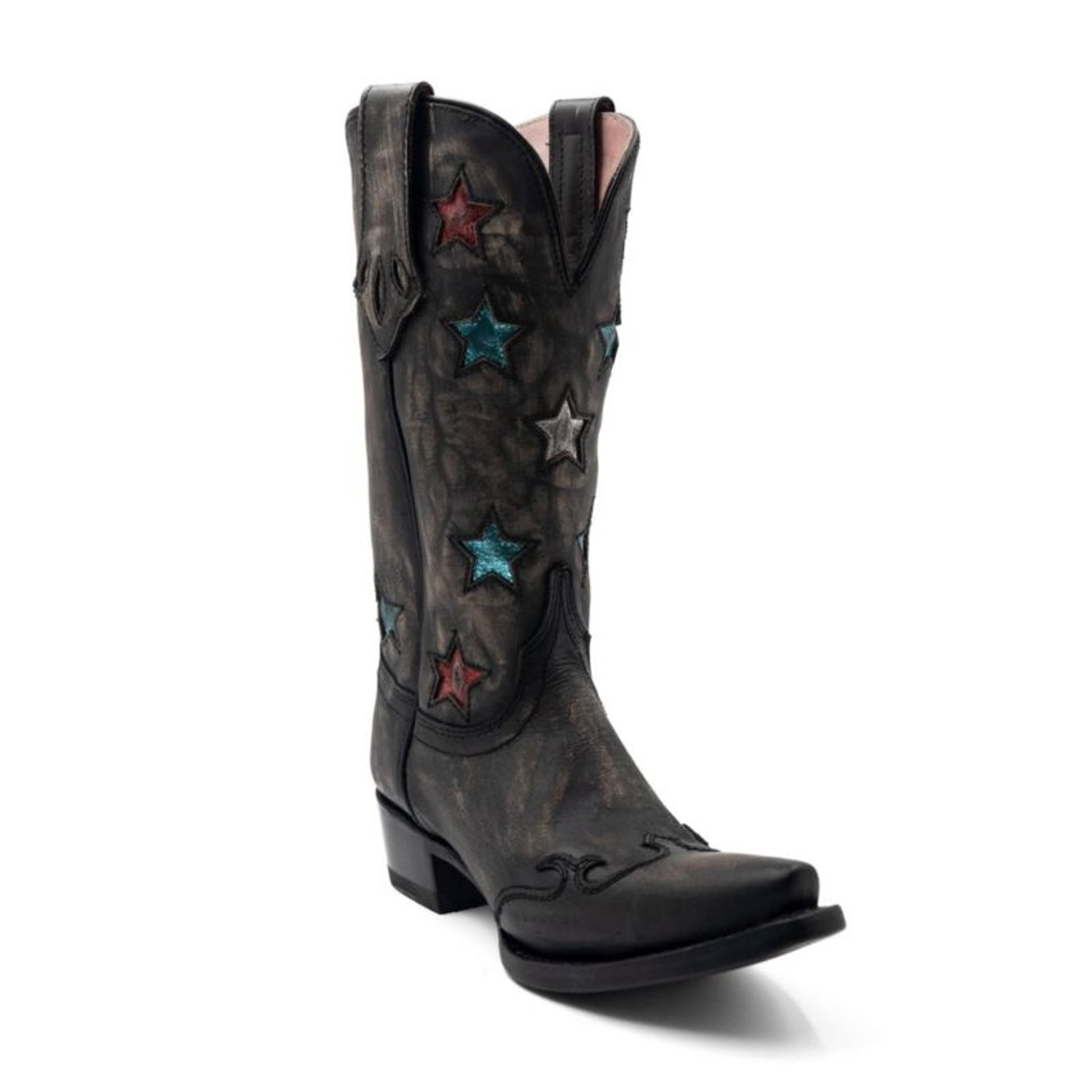 Ferrini Kids Print Crocodile Sq Toe Black Boots