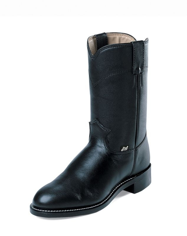 Justin Mens Farm/Ranch Roper Black Cow Boot