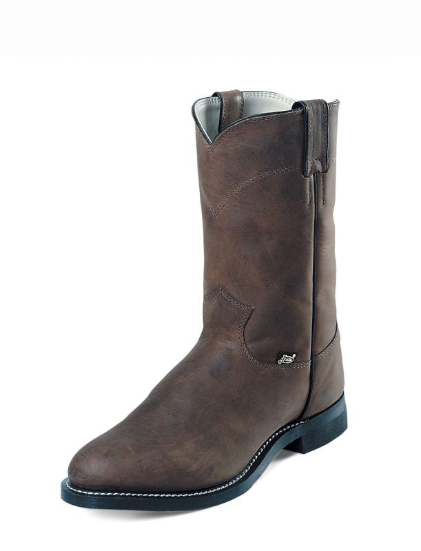 Justin Mens Farm/Ranch Roper Brown Cow Boot