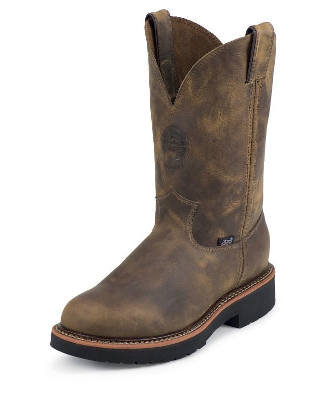 Justin Mens J-Max Pull On Tan Work Boot