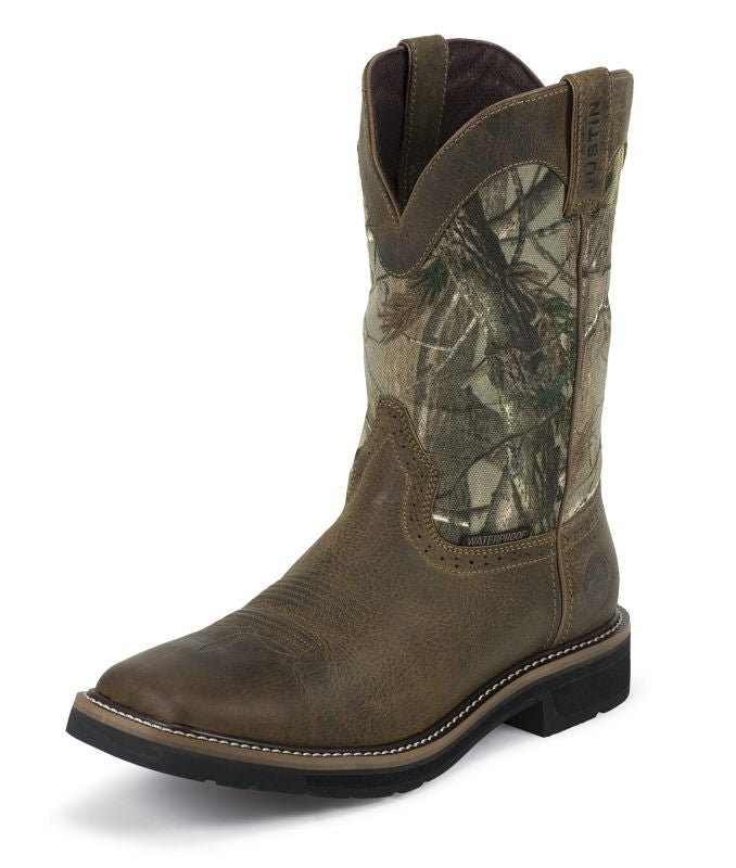 Justin Mens Sq Wtrprf RealTree Work Boots