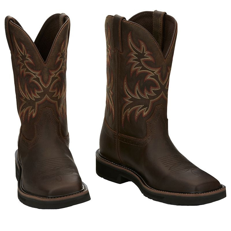 Justin Mens Stampede Sq Rugged Work Boots