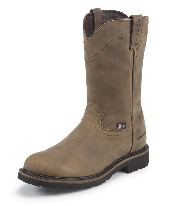 Justin Mens WorkerII Wtrprf Tan Steel Work Boot