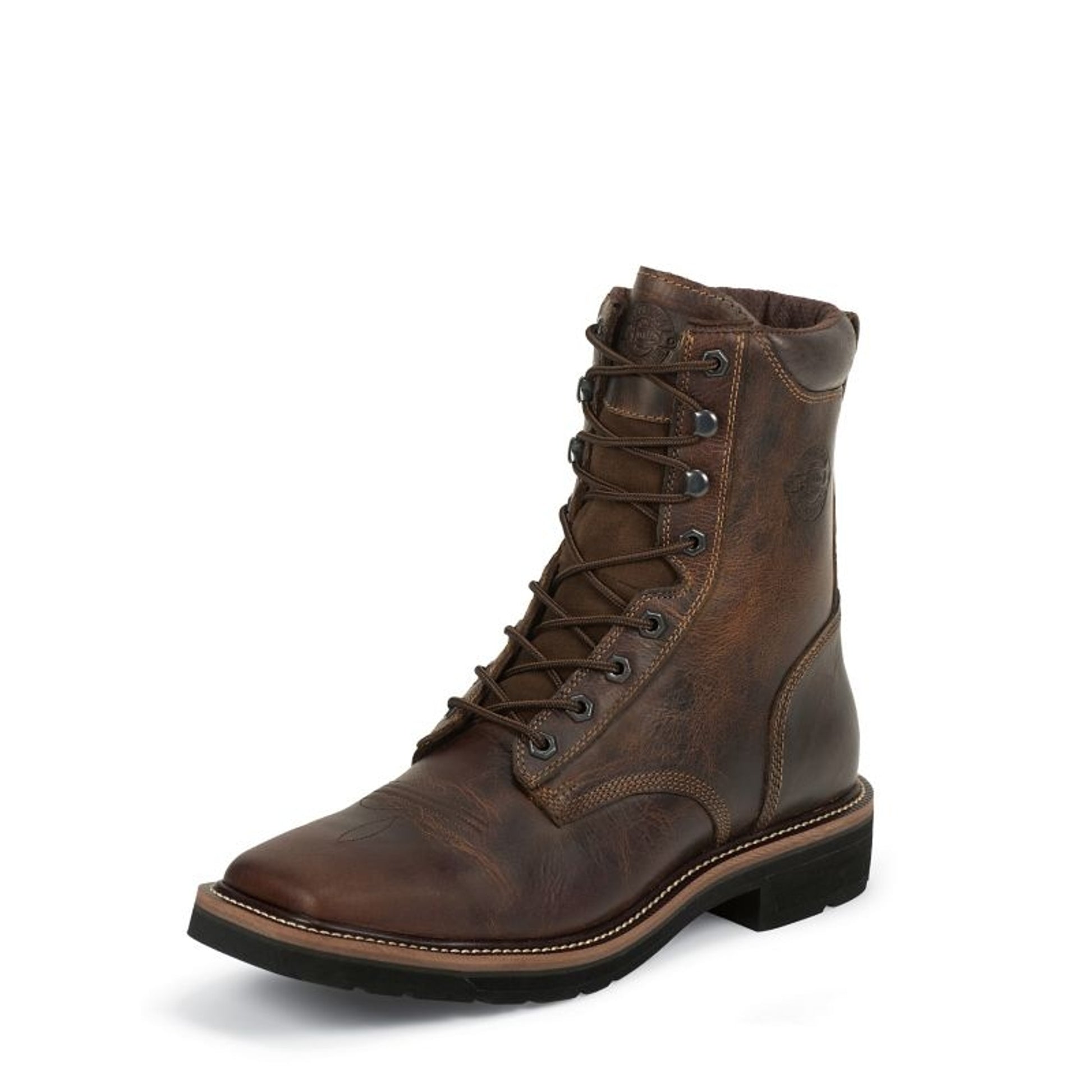 Justin Mens Stampede Steel Tan Work Boots