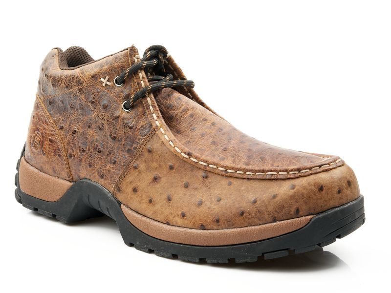 Roper Mens Leather Faux Ostrich Printed Shoes