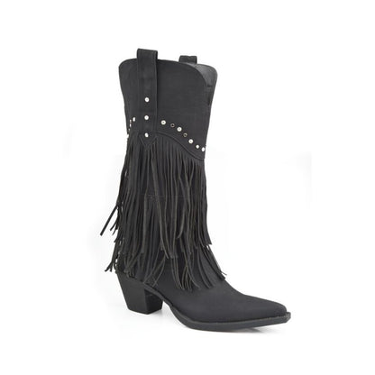 Roper Ladies Snip Toe 12in Fringe Brown Boots