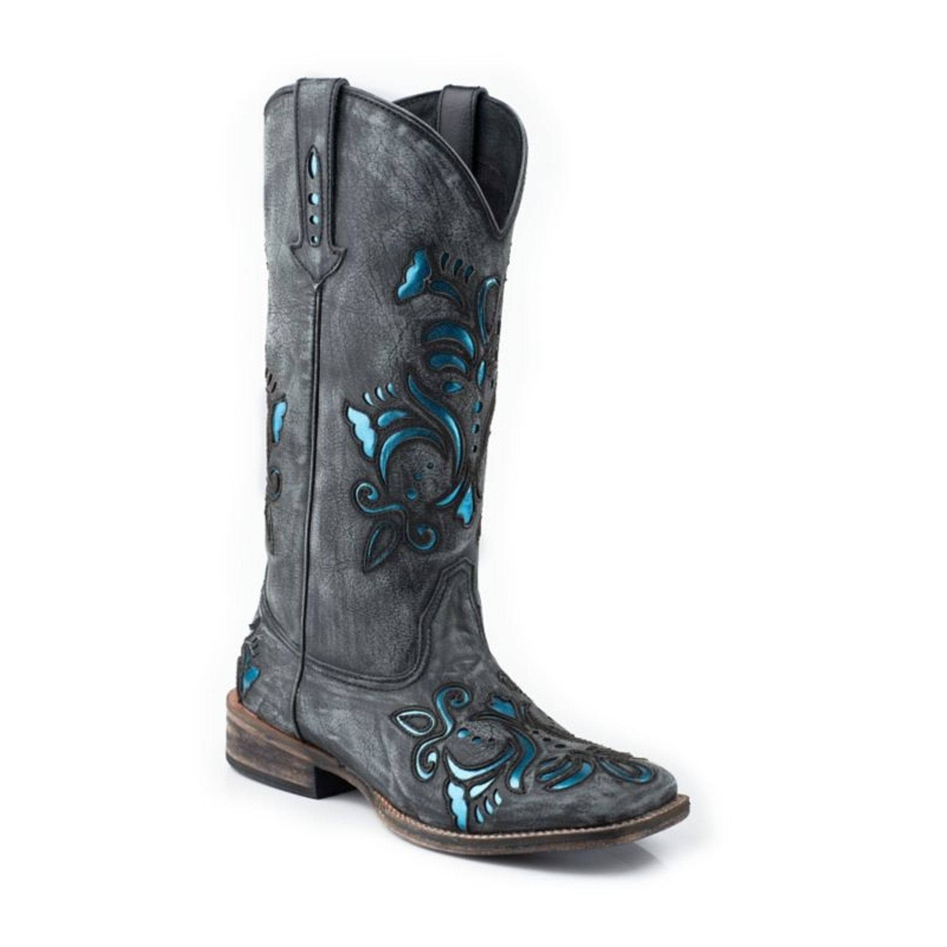 Roper Ladies Square Toe Metallic Silver Boots