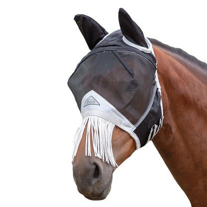 Shires FlyGuard Pro Fine Mesh Fly Mask with Ears & Nose Fringe
