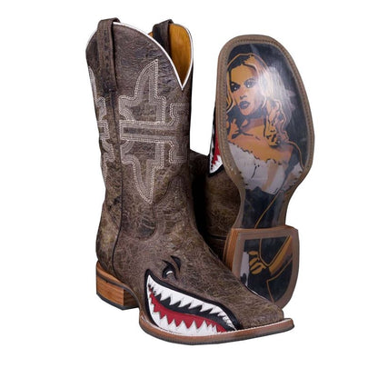 Tin Haul Mens Toastin A Gnarly Shark Sq Toe Boot