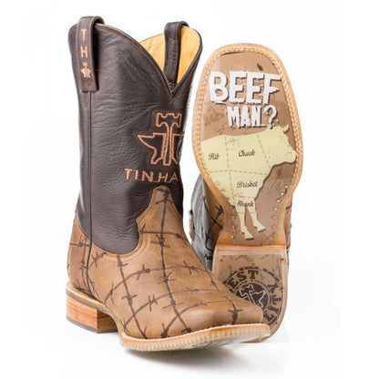 Tin Haul Mens Dont Fence Me In Sq Toe Boots