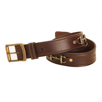 Tory Nickel Snaffle Bit Leather Belt 24 Bk/Gry