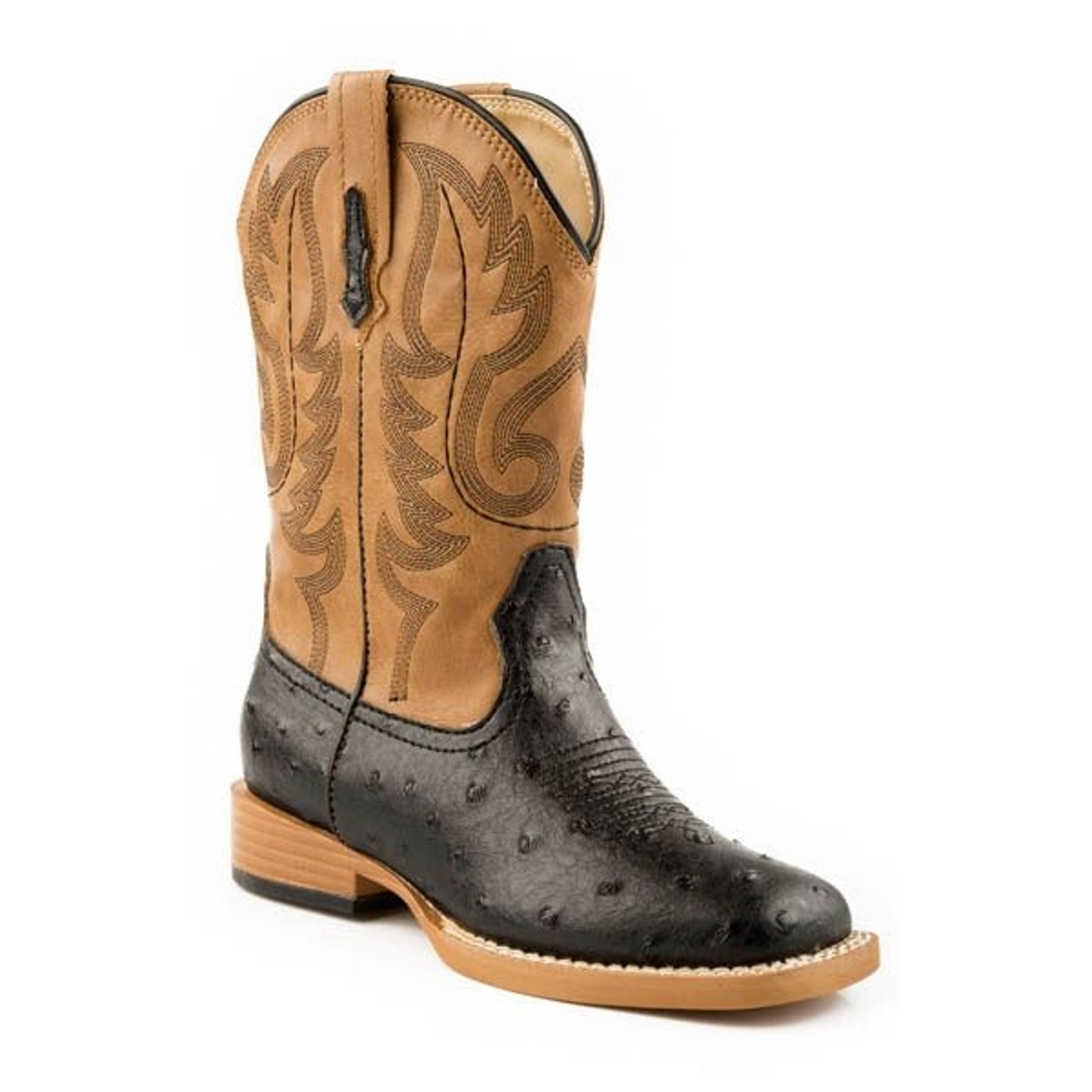 Roper Kids Bumps Square Toe Black Boots
