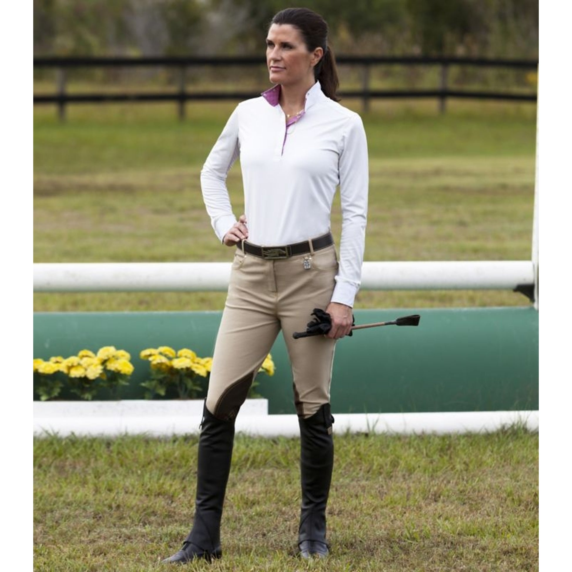 Huntley Ladies Beige Knee Patch Riding Pant