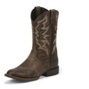 Justin Mens Stampede Round Toe Brown Boots