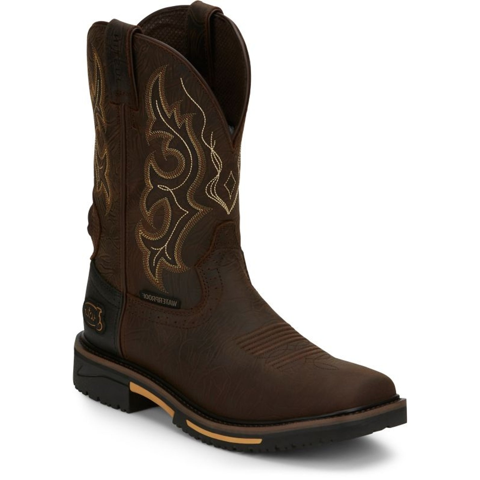 Justin Mens Stampede Joist WP Sq Toe Boots