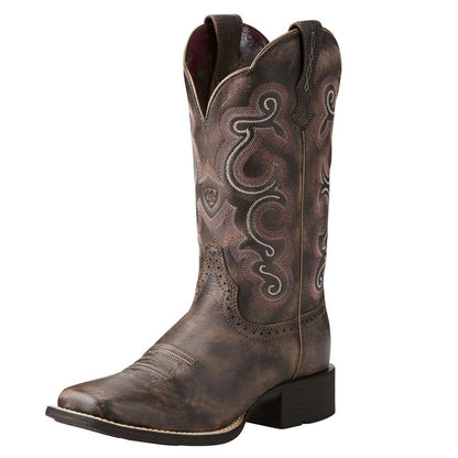 Ariat Ladies Quickdraw Sq Toe Chocolate Boots