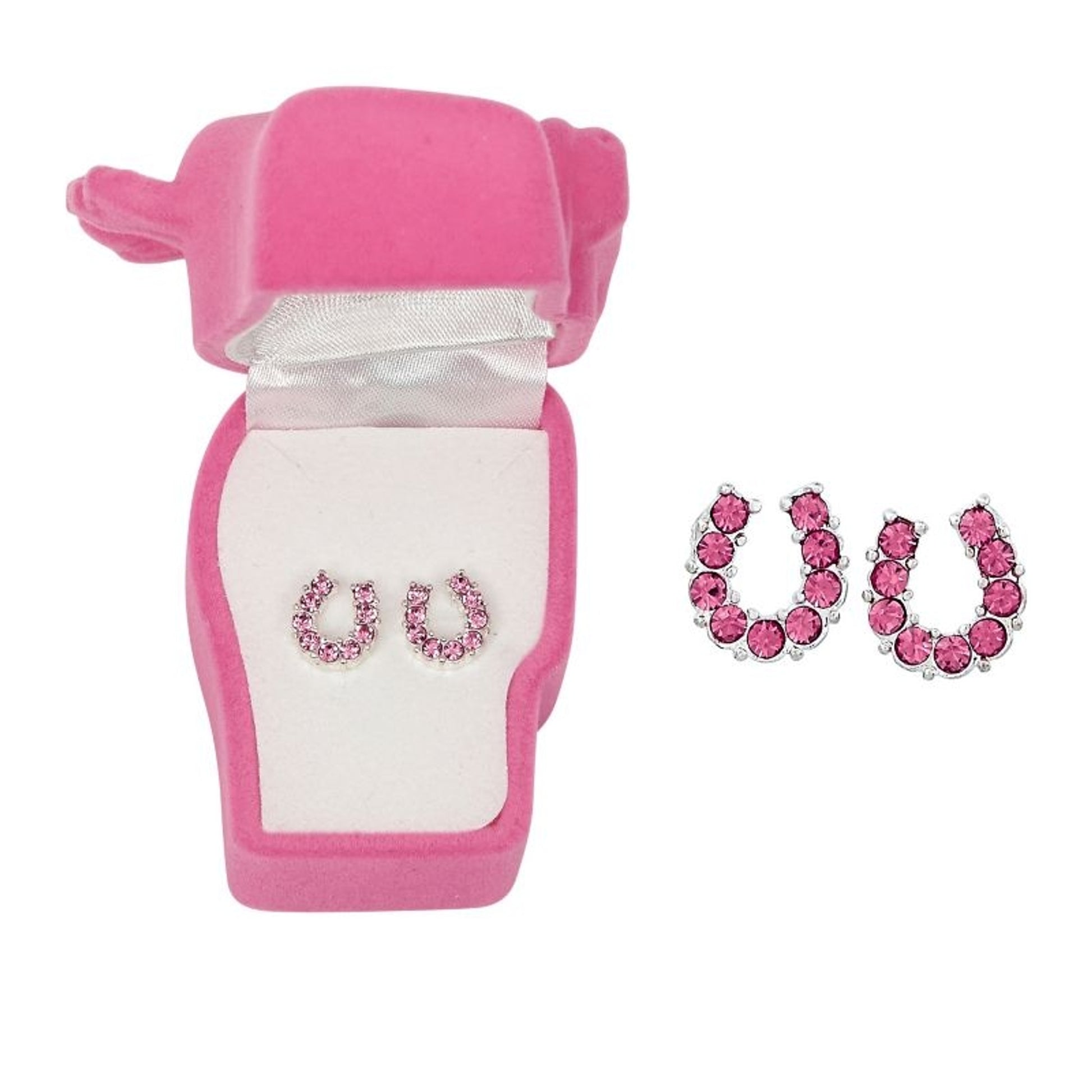 AWST Int'l Rhinestone Horseshoe Earrings with Horse H