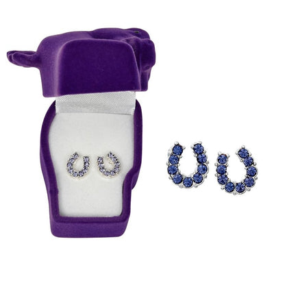 AWST Int'l Rhinestone Horseshoe Earrings with Horse H