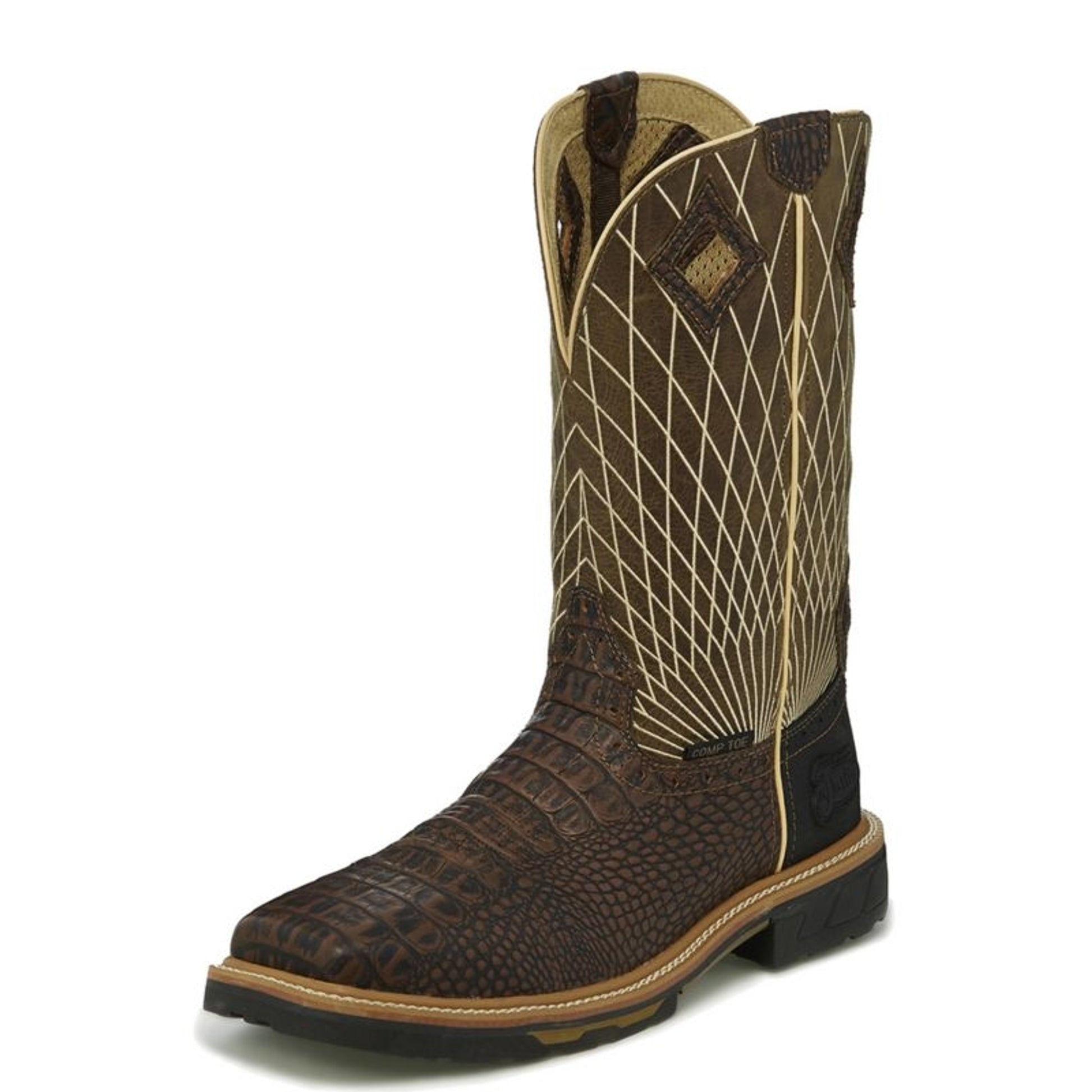 Justin Mens Derrickman Comp Croc Work Boots