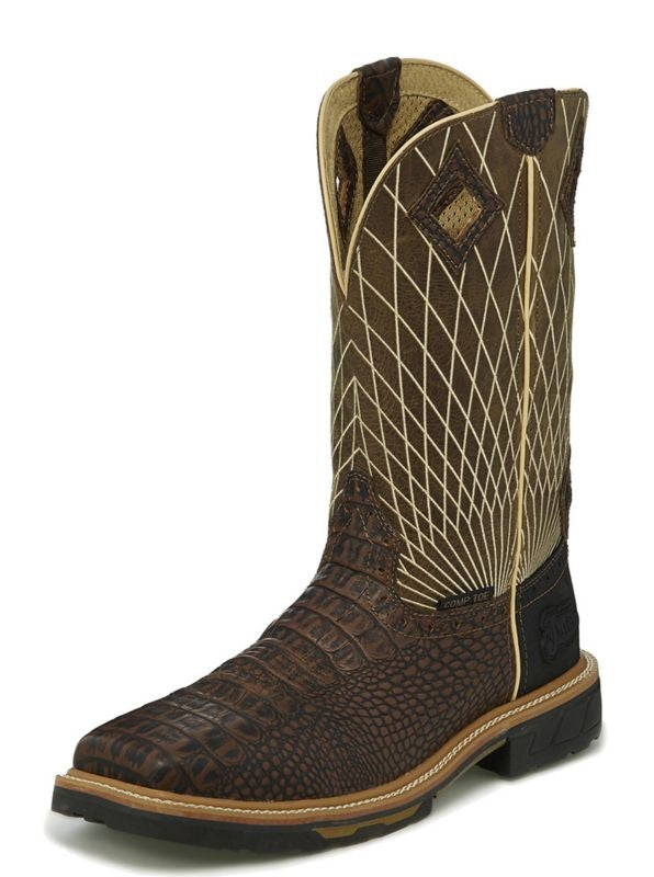 Justin Mens Derrickman Comp Croc Work Boots