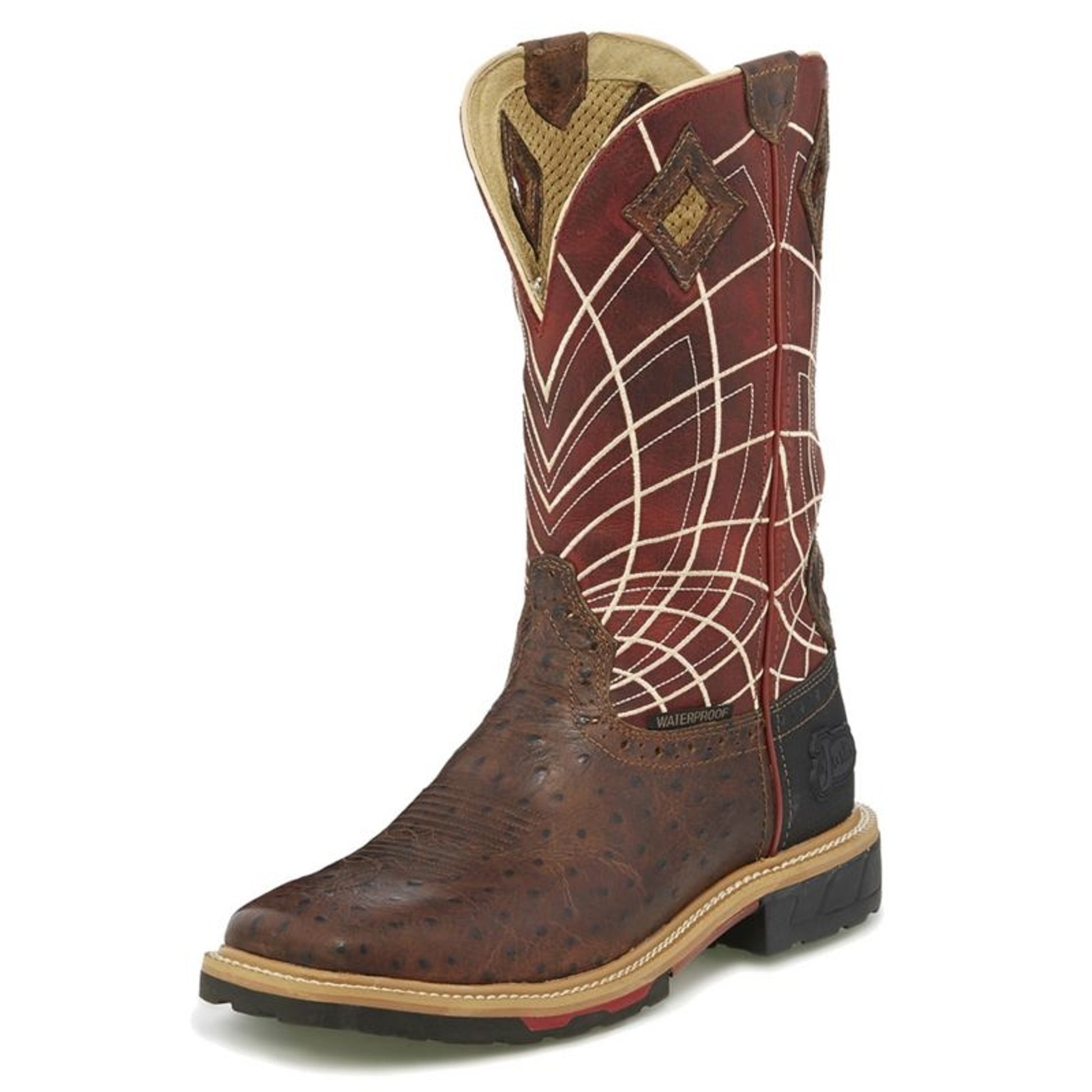 Justin Mens Derrickman Ostrich Square Boot