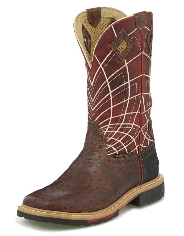 Justin Mens Derrickman Ostrich Square Boot
