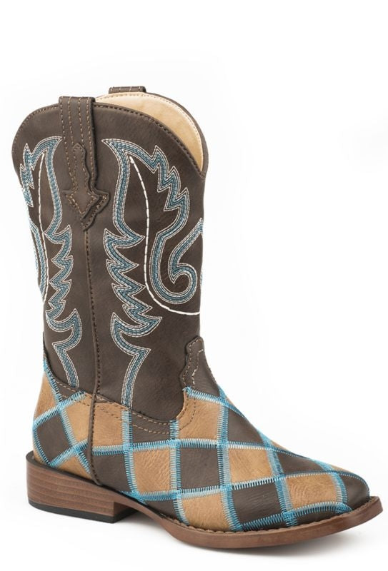 Roper Big Kids Bird Blocks Square Toe Boots