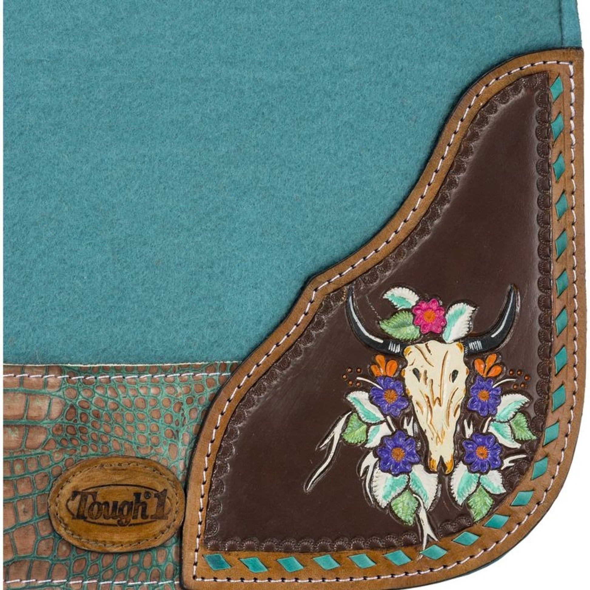 Tough1 Hand Painted Steer Skull Saddle Pad