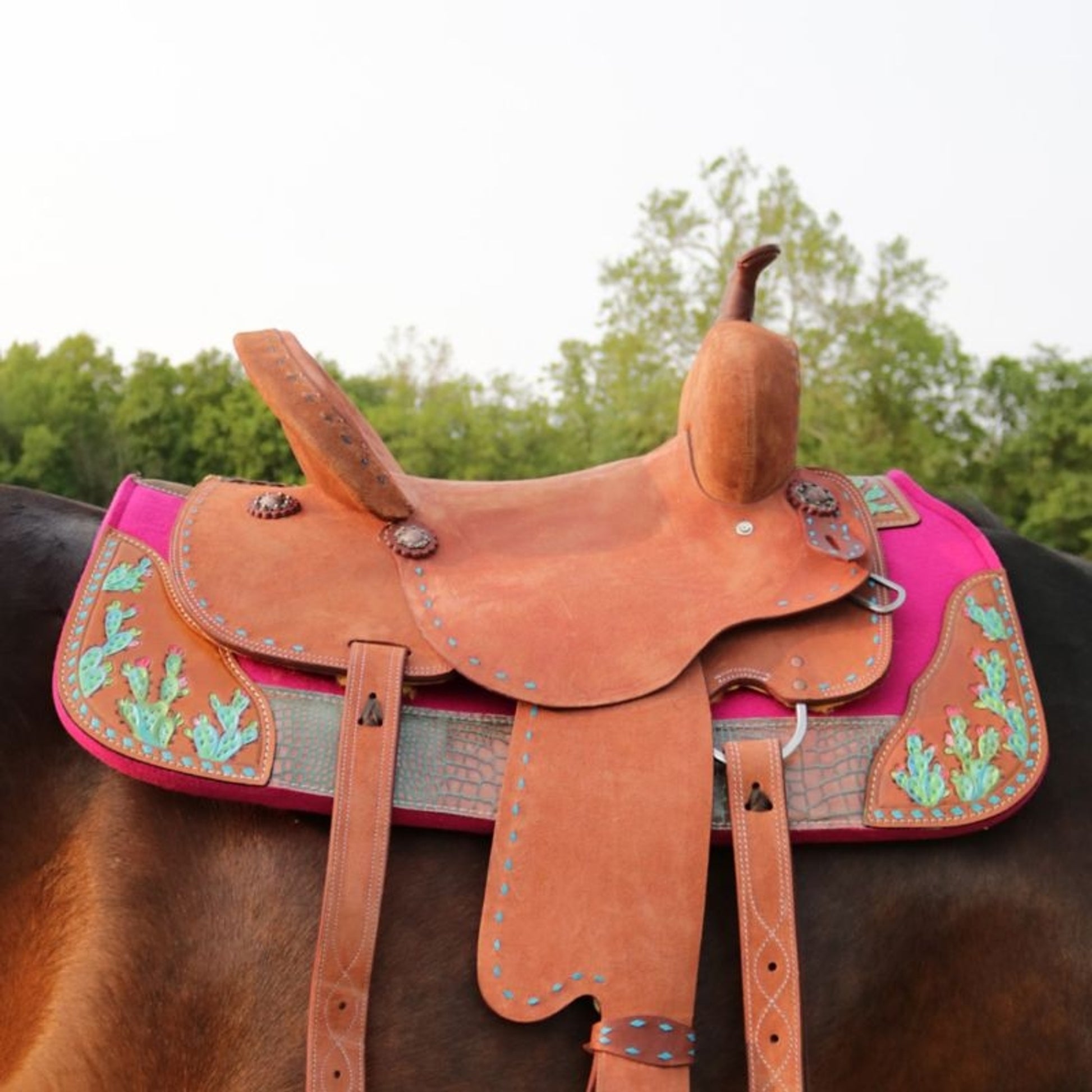 Tough1 Hand Painted Cactus Saddle Pad