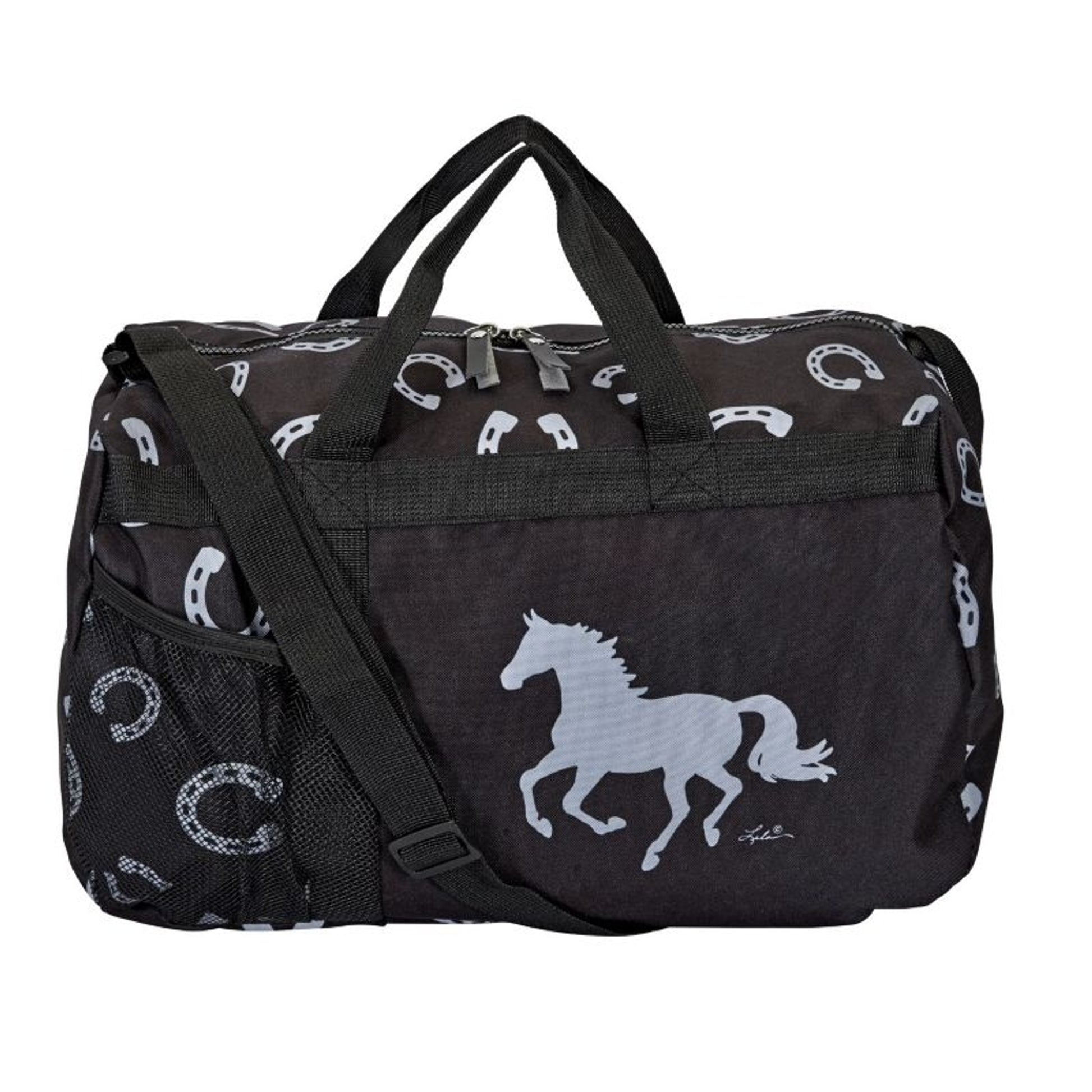Lila Horseshoe Black/Gray Travel Duffel Bag