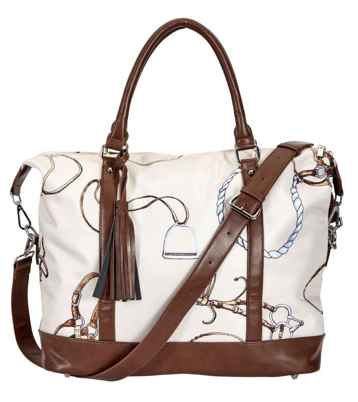Lila Equestrian Pattern Travel Bag with Tassel