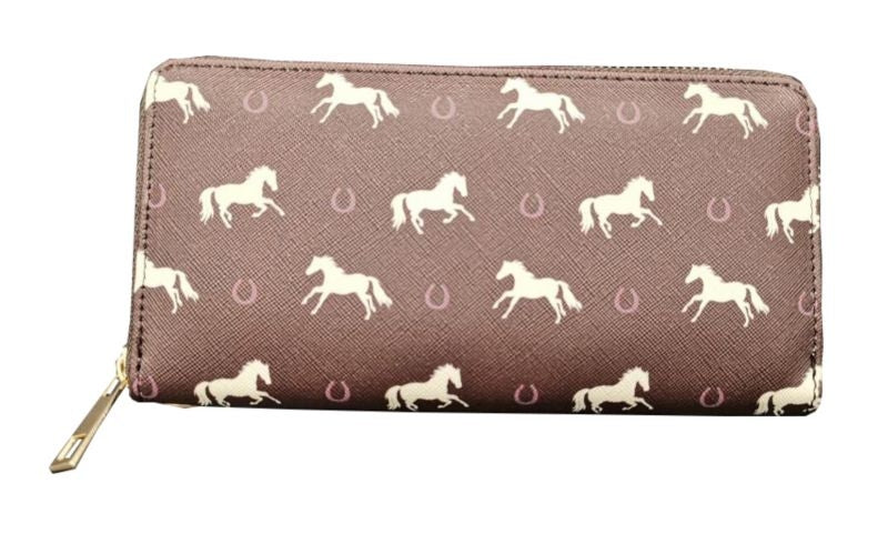 Lila Horses and Horseshoes Clutch Wallet