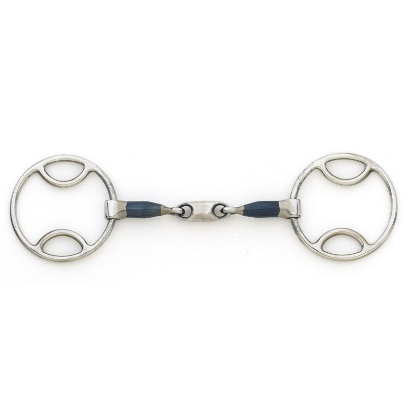 Blue Steel Oval Link Loop Ring Gag Bit