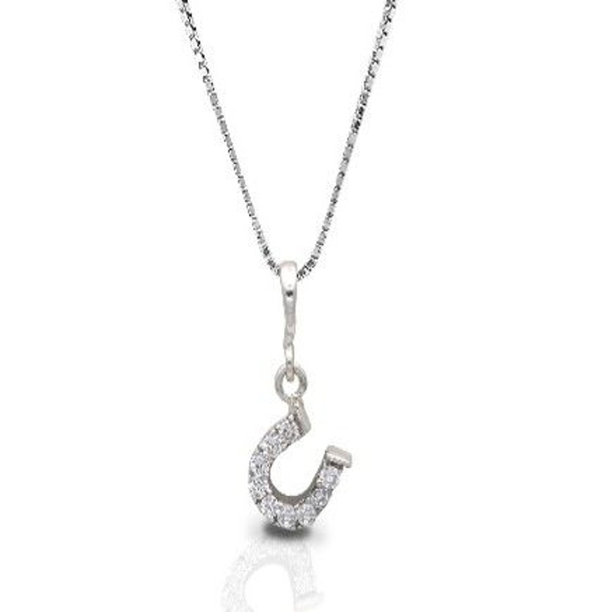 Kelly Herd Clear Dangle Horseshoe Necklace