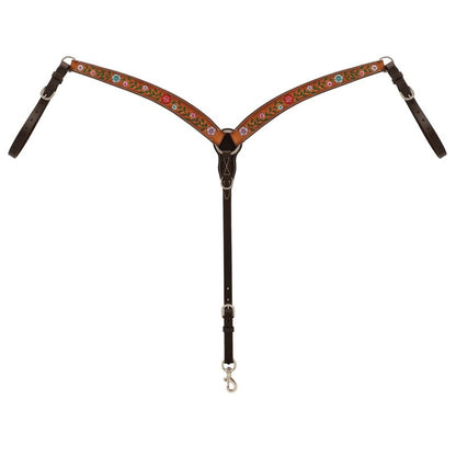 Weaver Turq Cross Floral Vine Breast Collar