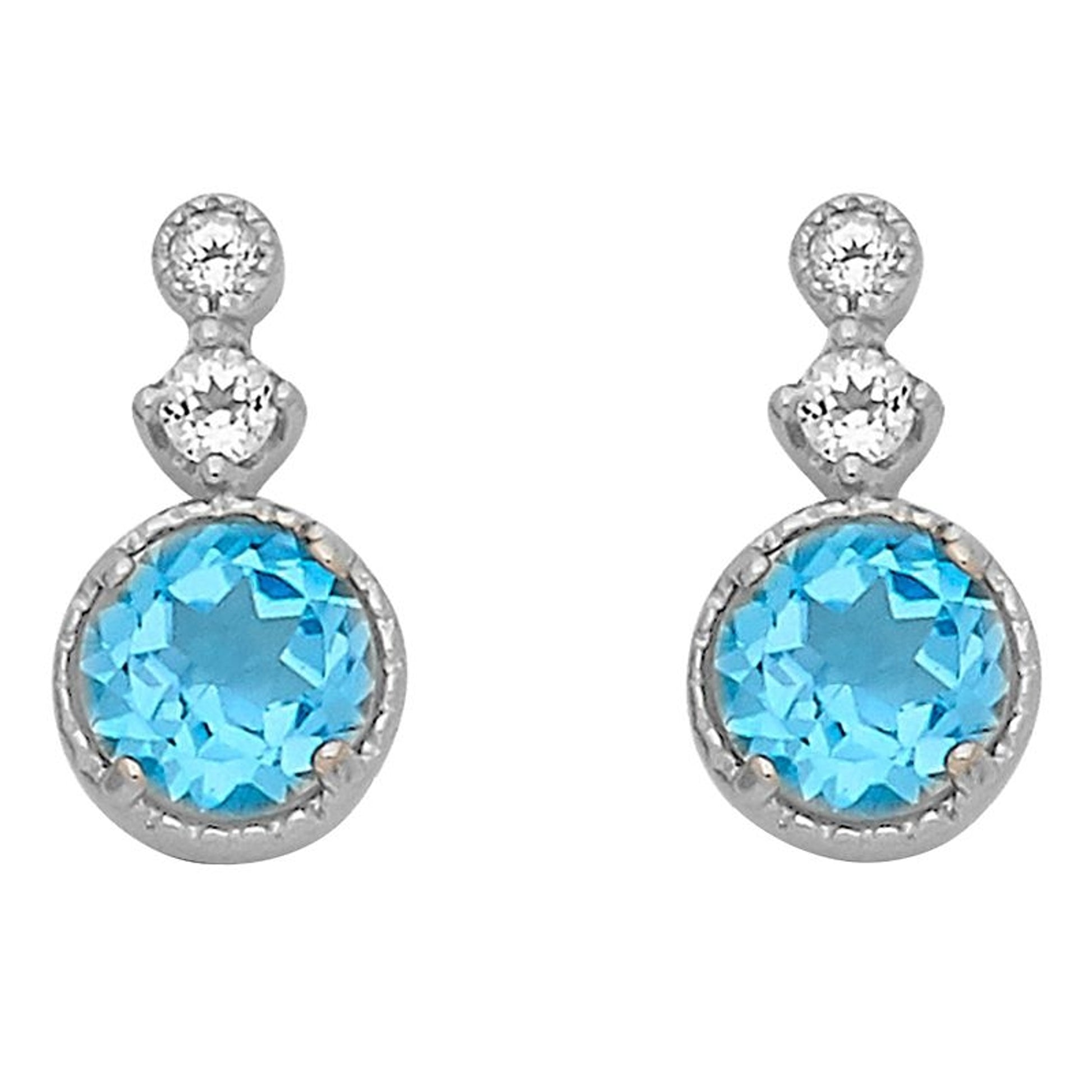 Kelly Herd Blue Topaz Three Stone Earrings