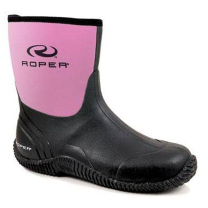 Roper Ladies Neoprene Barn Boots 5 Blk Pnk
